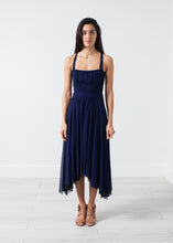 Load image into Gallery viewer, Ruched Party Dress in Navy