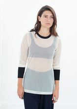 Load image into Gallery viewer, Cuffed Mesh Tee in Cream/Black